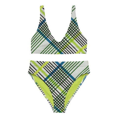 Luxe Soulstar Neon Plaid High-Waisted Bikini