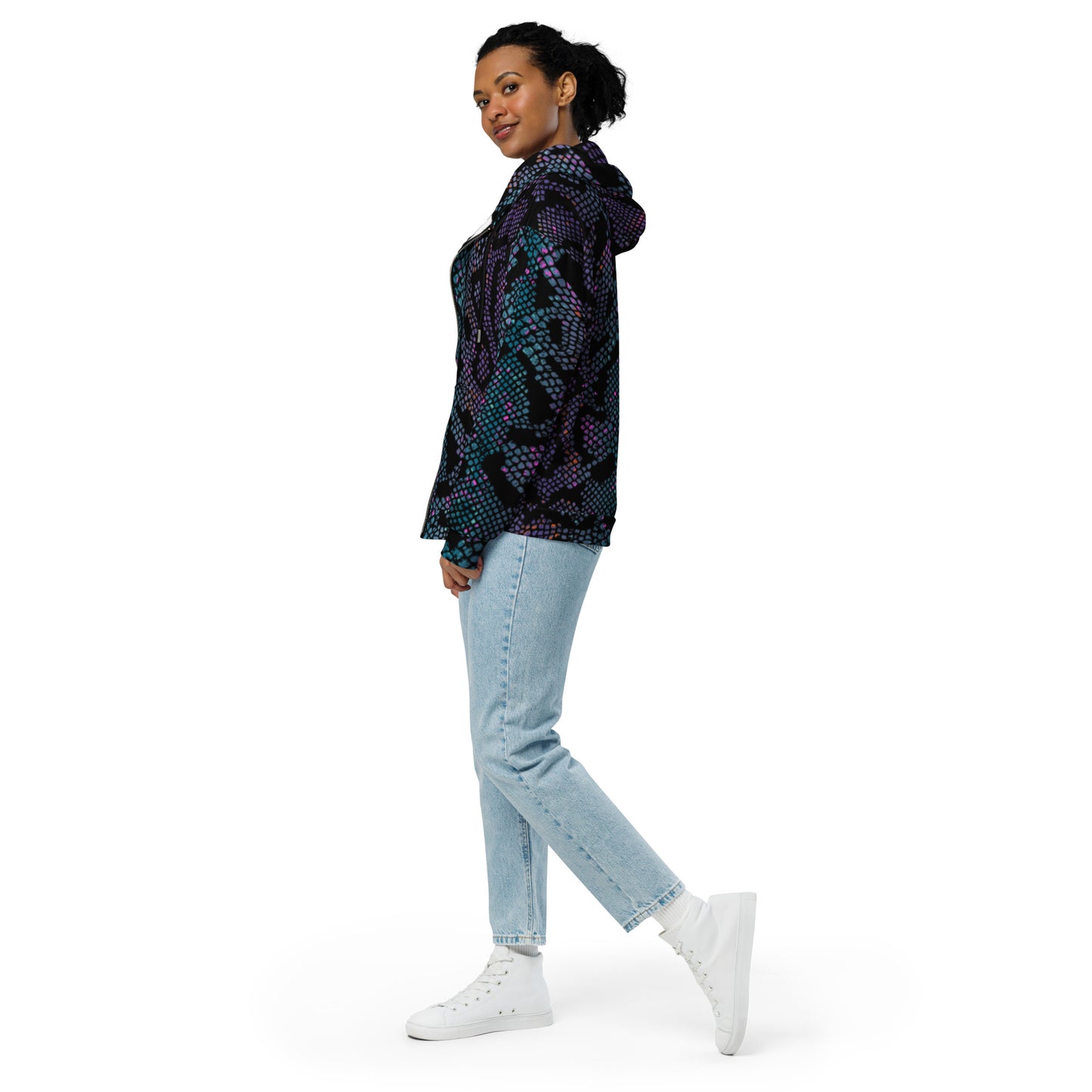 Luxe Soulstar Purple Python Print Premium Zip Hoodie
