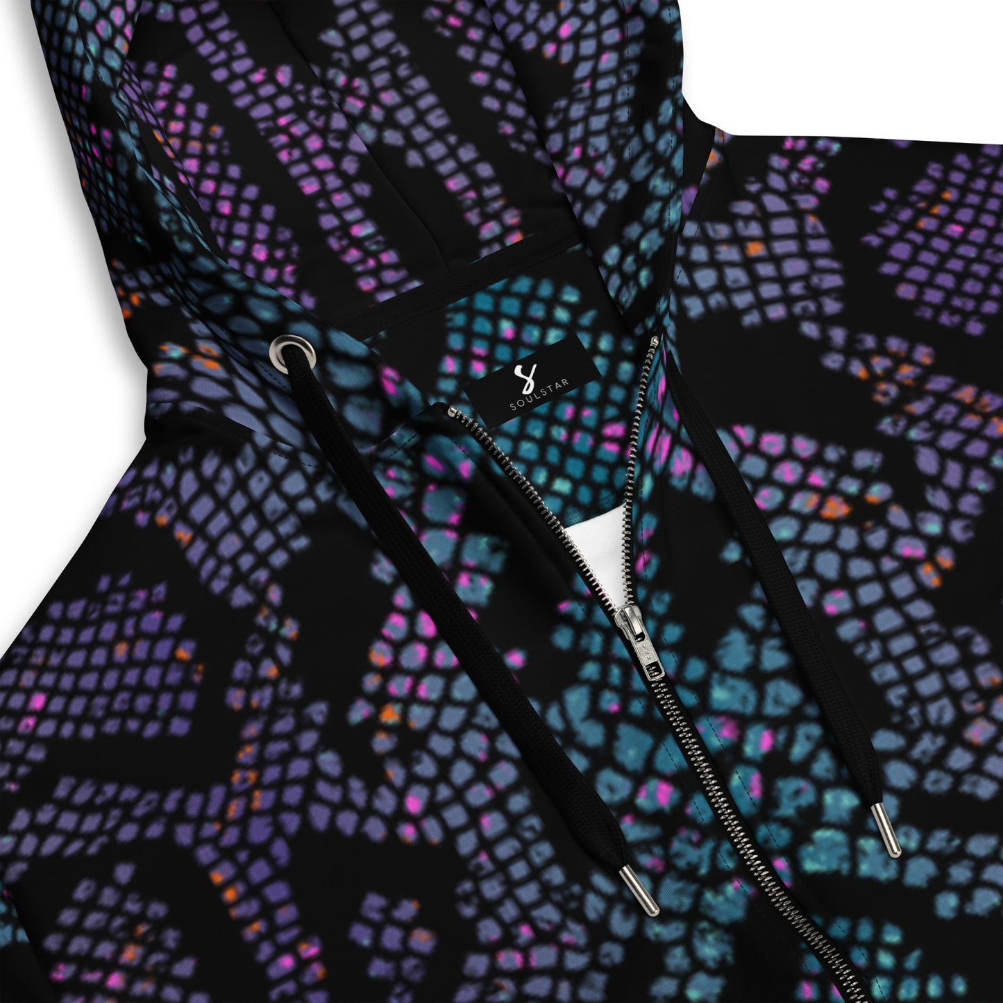 Luxe Soulstar Purple Python Print Premium Zip Hoodie