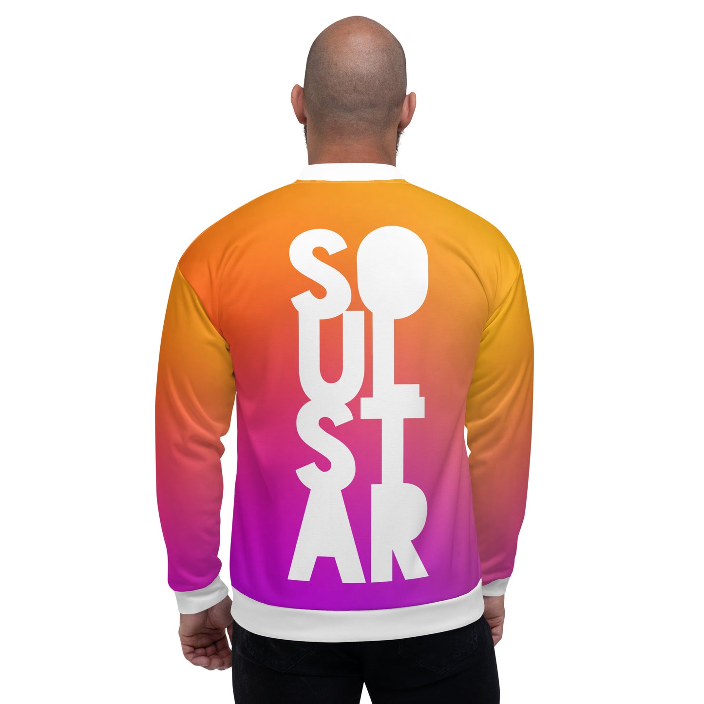 Luxe Soulstar Men's Gradient to White Bomber Jacket