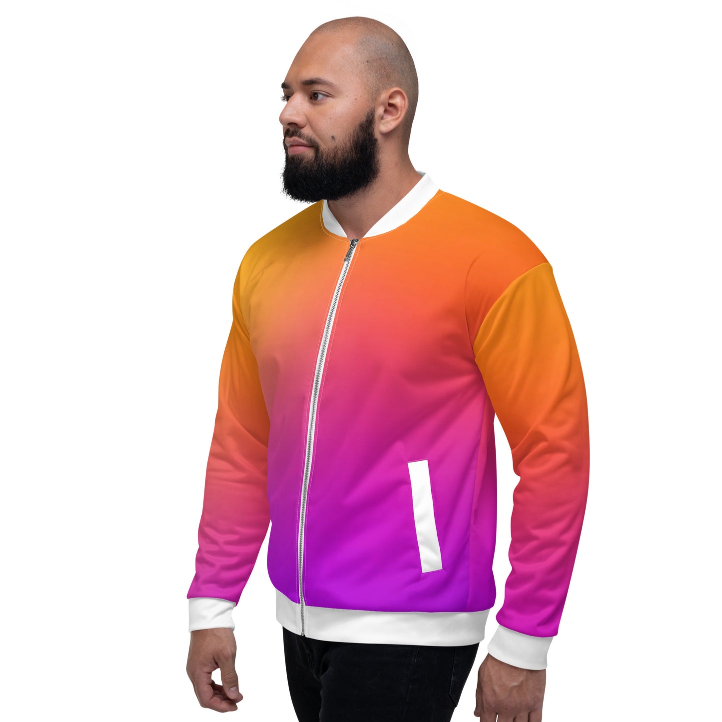 Luxe Soulstar Men's Gradient to White Bomber Jacket