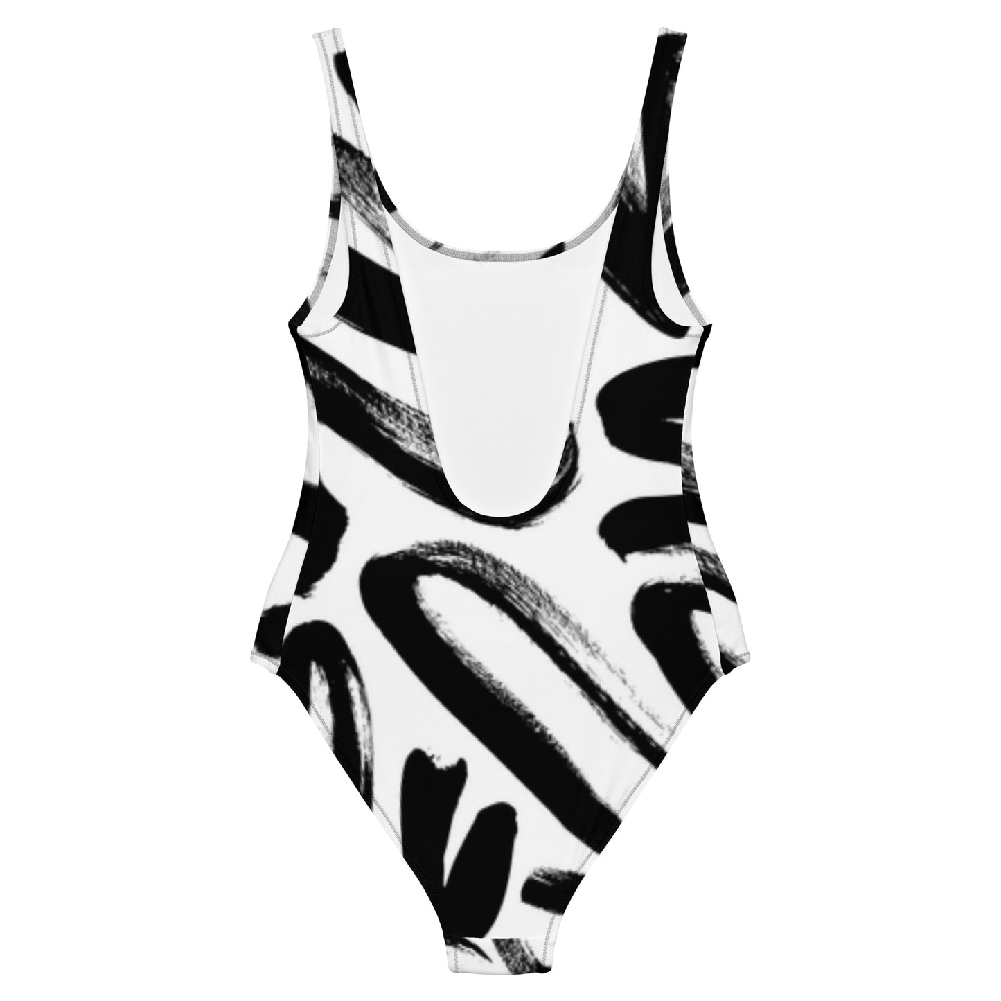 Luxe Soulstar B&W Brushstrokes One-Piece Swimsuit