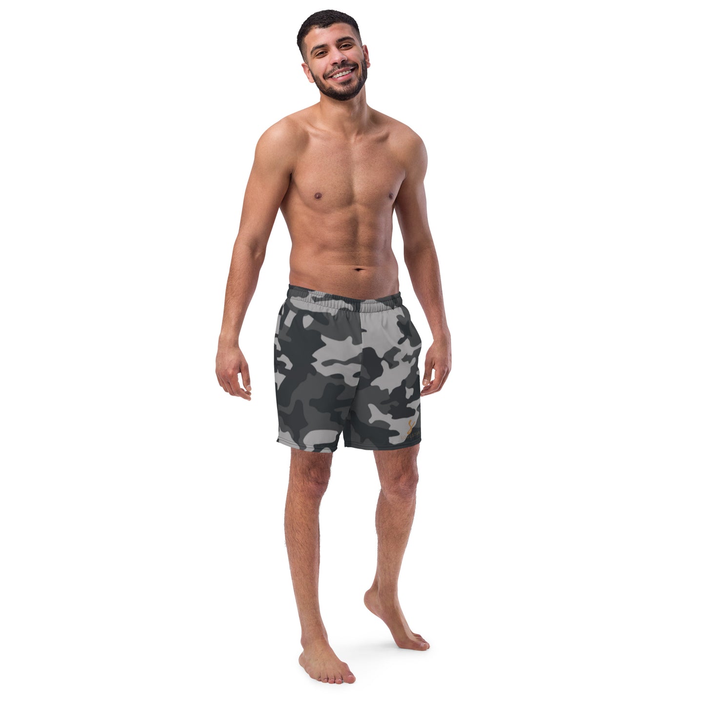 Luxe Soulstar Men's Grey Camo Swim Trunks
