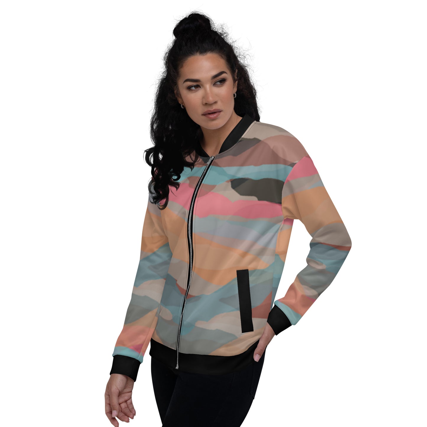 Luxe Soulstar Multicolor Camo Bomber Jacket