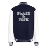 Luxe Soulstar Black & Dope Heavyweight Letterman Jacket - navy/white