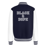 Luxe Soulstar Black & Dope Heavyweight Letterman Jacket - navy/white