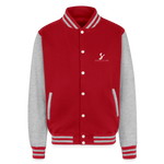 Luxe Soulstar Black & Dope Heavyweight Letterman Jacket - red/heather grey