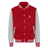 Luxe Soulstar Black & Dope Heavyweight Letterman Jacket - red/heather grey