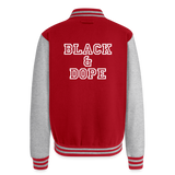 Luxe Soulstar Black & Dope Heavyweight Letterman Jacket - red/heather grey