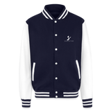 Luxe Soulstar Black & Dope Heavyweight Letterman Jacket - navy/white