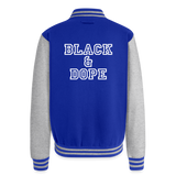 Luxe Soulstar Black & Dope Heavyweight Letterman Jacket - royal/heather grey