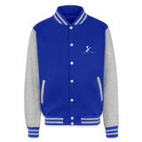 Luxe Soulstar Black & Dope Heavyweight Letterman Jacket - royal/heather grey