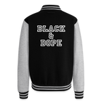 Luxe Soulstar Black & Dope Heavyweight Letterman Jacket - black/heather grey