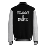 Luxe Soulstar Black & Dope Heavyweight Letterman Jacket - black/heather grey