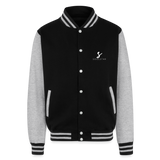 Luxe Soulstar Black & Dope Heavyweight Letterman Jacket - black/heather grey