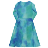 Luxe Soulstar Long-Sleeve Aqua Midi Dress