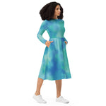 Luxe Soulstar Long-Sleeve Aqua Midi Dress