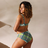 Luxe Soulstar Neon Plaid High-Waisted Bikini