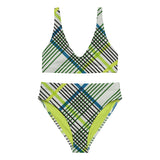 Luxe Soulstar Neon Plaid High-Waisted Bikini