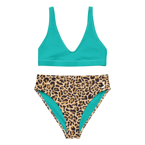 Luxe Soulstar Iris Blue & Leopard High-Waisted Bikini