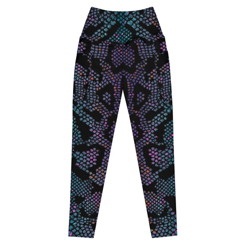 Luxe Soulstar Purple Python Print Leggings with Pockets