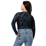 Luxe Soulstar Purple Python Print Long-Sleeve Crop Top