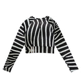 Luxe Soulstar Zebra Print Long-Sleeve Crop Top