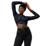 Luxe Soulstar Purple Python Print Long-Sleeve Crop Top