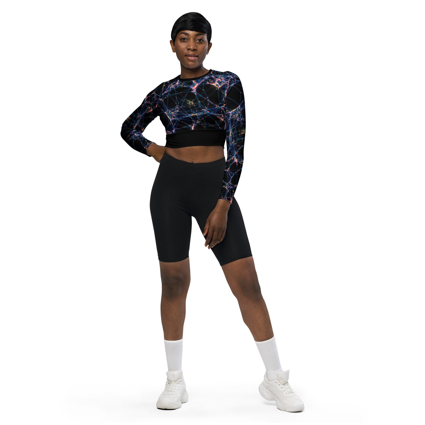 Luxe Soulstar Women's Starburst Long-Sleeve Crop Top