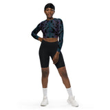 Luxe Soulstar Purple Python Print Long-Sleeve Crop Top