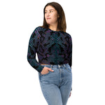 Luxe Soulstar Purple Python Print Long-Sleeve Crop Top