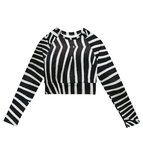 Luxe Soulstar Zebra Print Long-Sleeve Crop Top