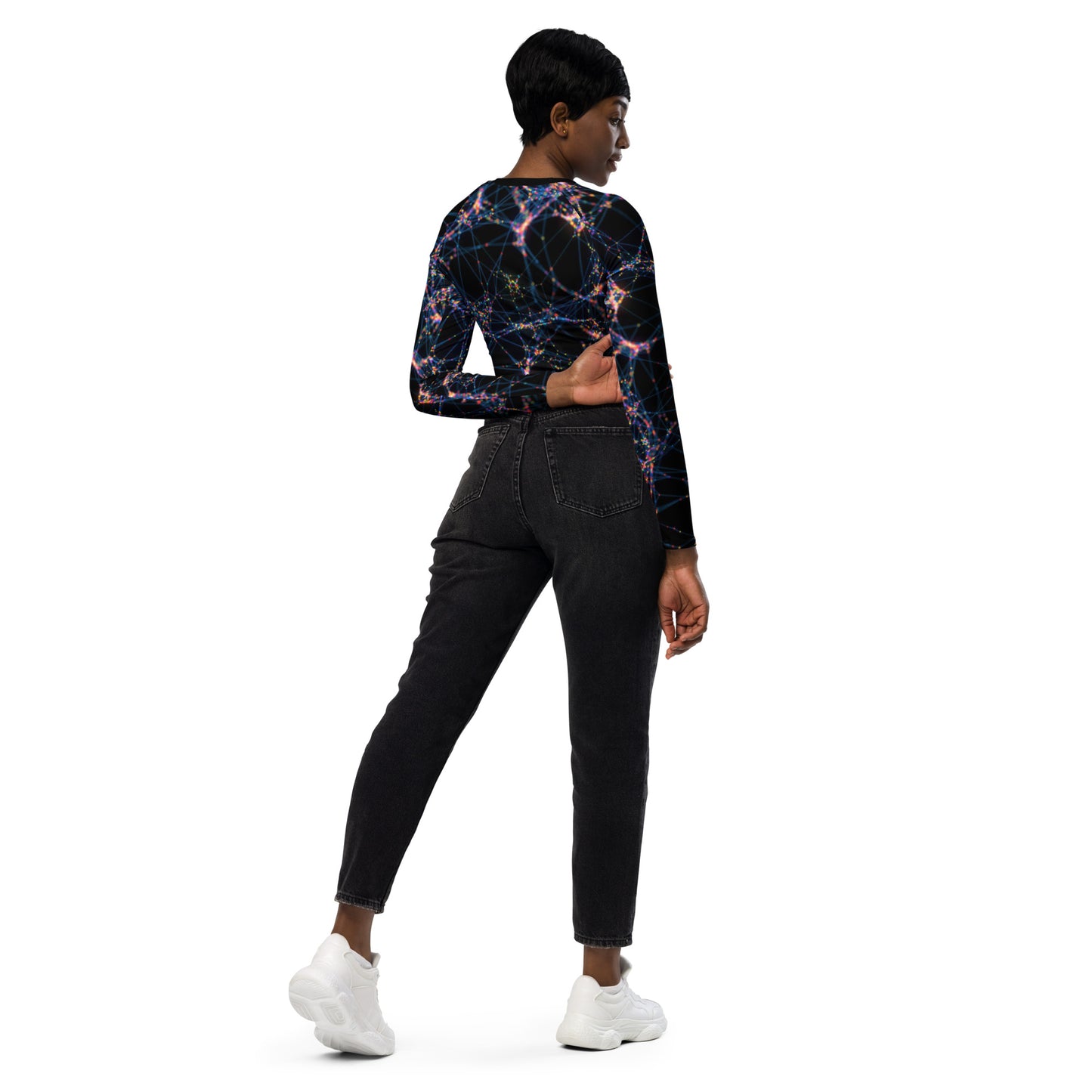 Luxe Soulstar Women's Starburst Long-Sleeve Crop Top