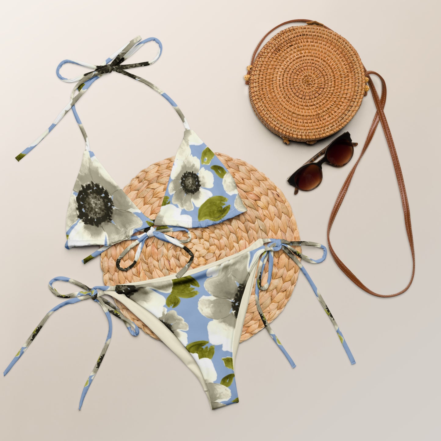 Luxe Soulstar White Floral String Bikini