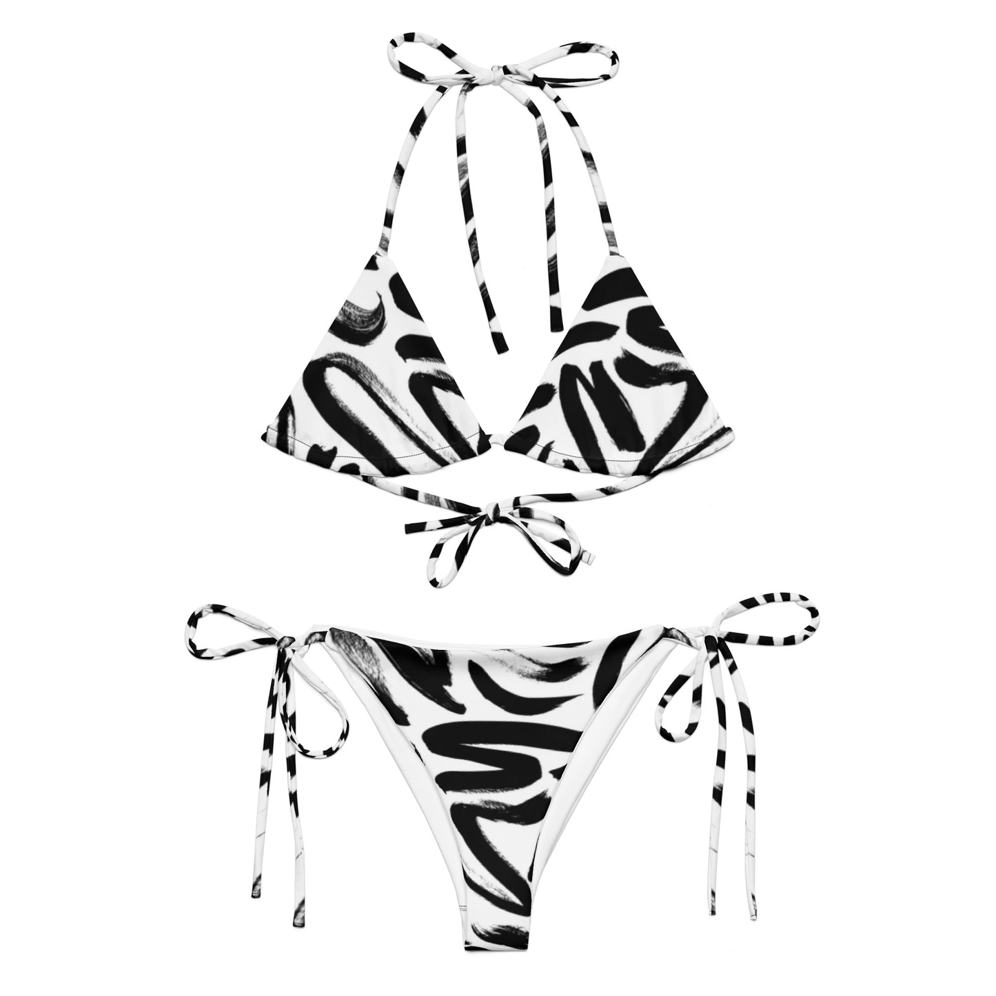 Luxe Soulstar B&W Brushstrokes String Bikini