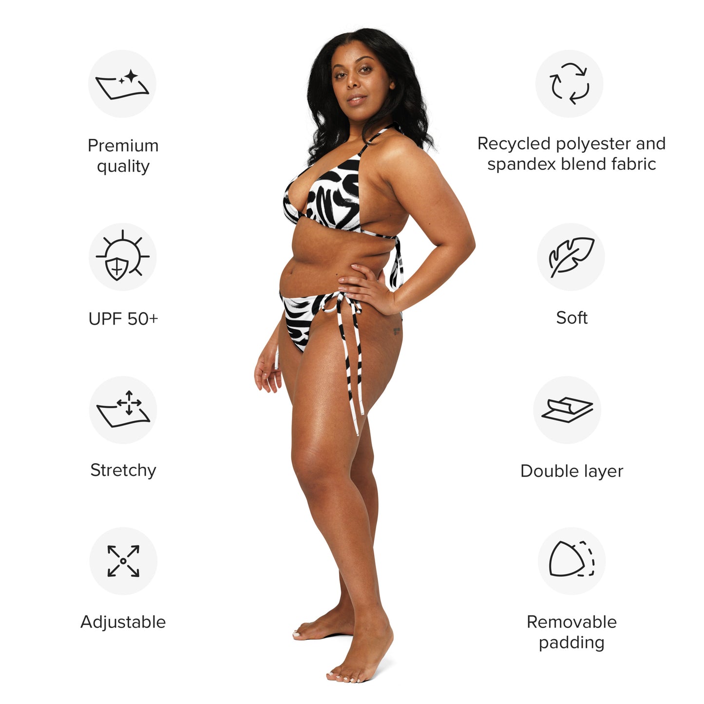 Luxe Soulstar B&W Brushstrokes String Bikini
