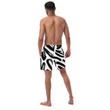 Luxe Soulstar Men's B&W Brushstrokes Swim Trunks