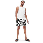 Luxe Soulstar Men's B&W Brushstrokes Swim Trunks