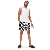 Luxe Soulstar Men's B&W Brushstrokes Swim Trunks