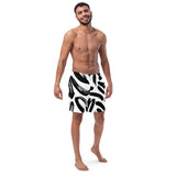 Luxe Soulstar Men's B&W Brushstrokes Swim Trunks