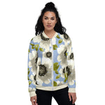 Luxe Soulstar White Floral Unisex Bomber Jacket