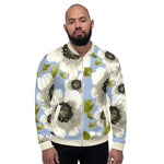 Luxe Soulstar White Floral Unisex Bomber Jacket