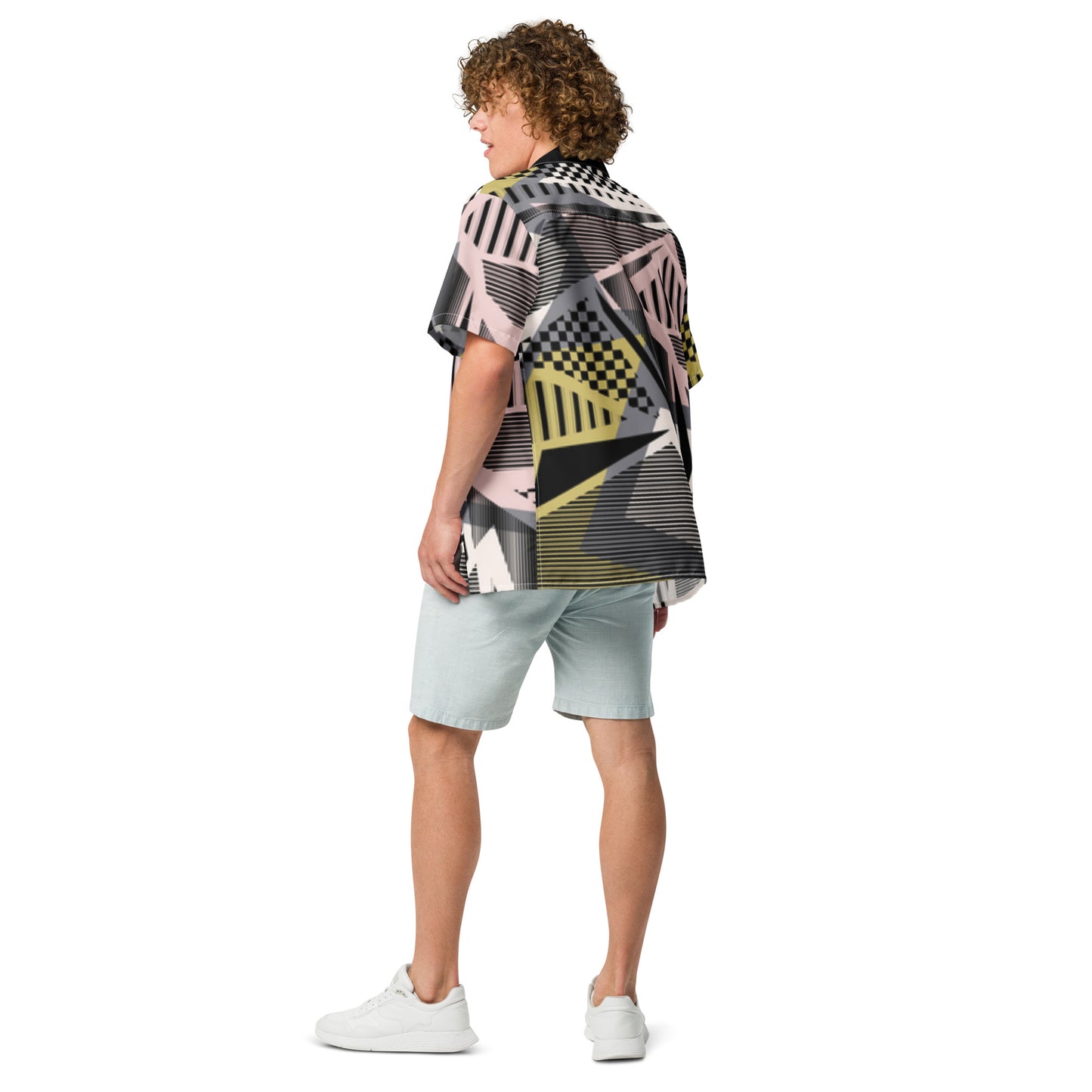 Luxe Soulstar Men's Geo Print Button-up Shirt