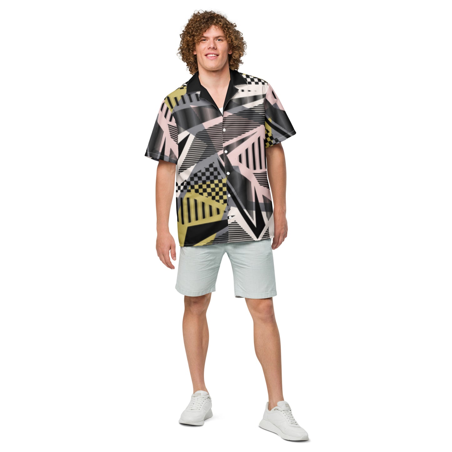 Luxe Soulstar Men's Geo Print Button-up Shirt