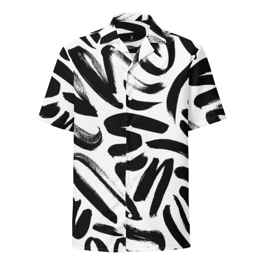 Luxe Soulstar B&W Brushstrokes Unisex Button-up Shirt