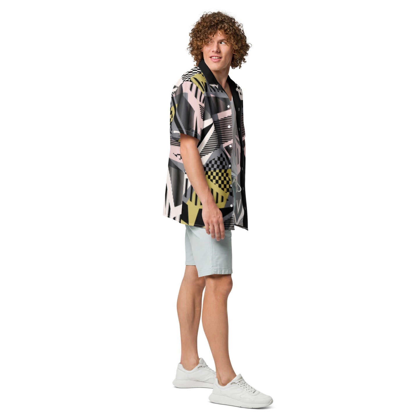 Luxe Soulstar Men's Geo Print Button-up Shirt