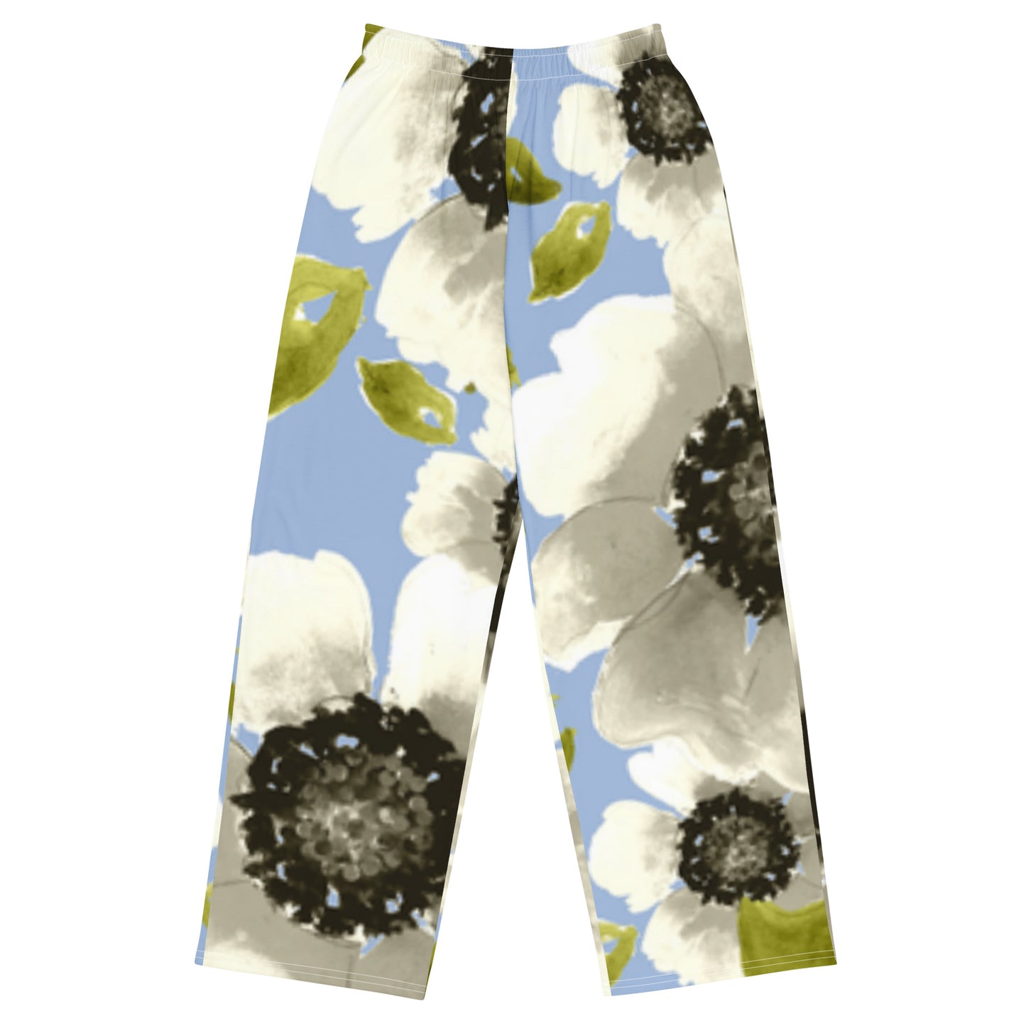 Luxe Soulstar White Floral Wide-Leg Pants
