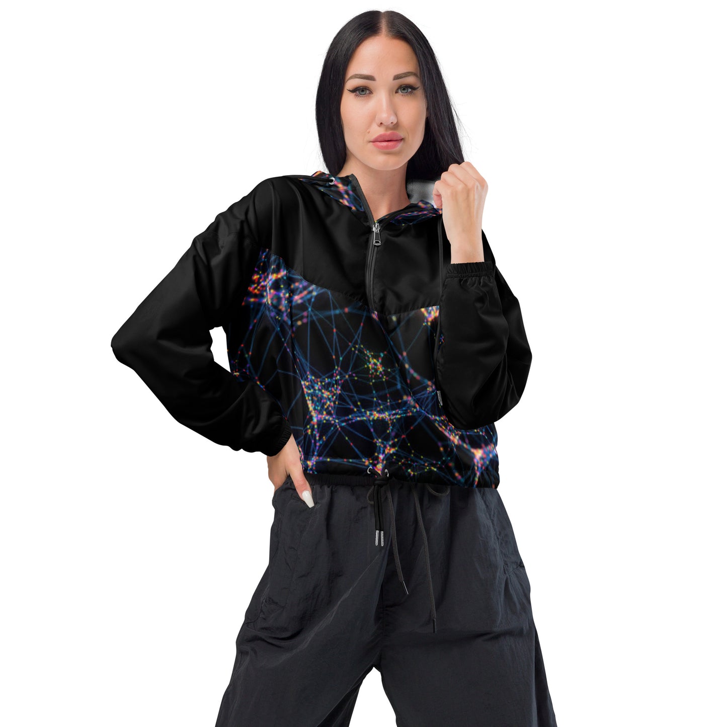 Luxe Soulstar Women’s Starburst Cropped Windbreaker