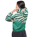 Luxe Soulstar Women’s Teal Zebra Print Cropped Windbreaker