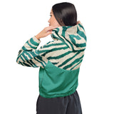 Luxe Soulstar Women’s Teal Zebra Print Cropped Windbreaker